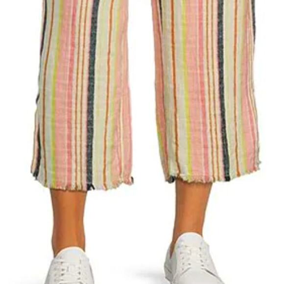 Westbound NWT Mid Rise Wide Leg Cropped Fray Hem Stripe Print Pants 3X - Picture 3 of 14